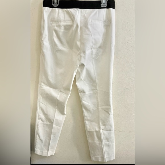 Sz XL ZARA White Trousers Slacks Garterized at the back white elastic waist &blk - Picture 5 of 12